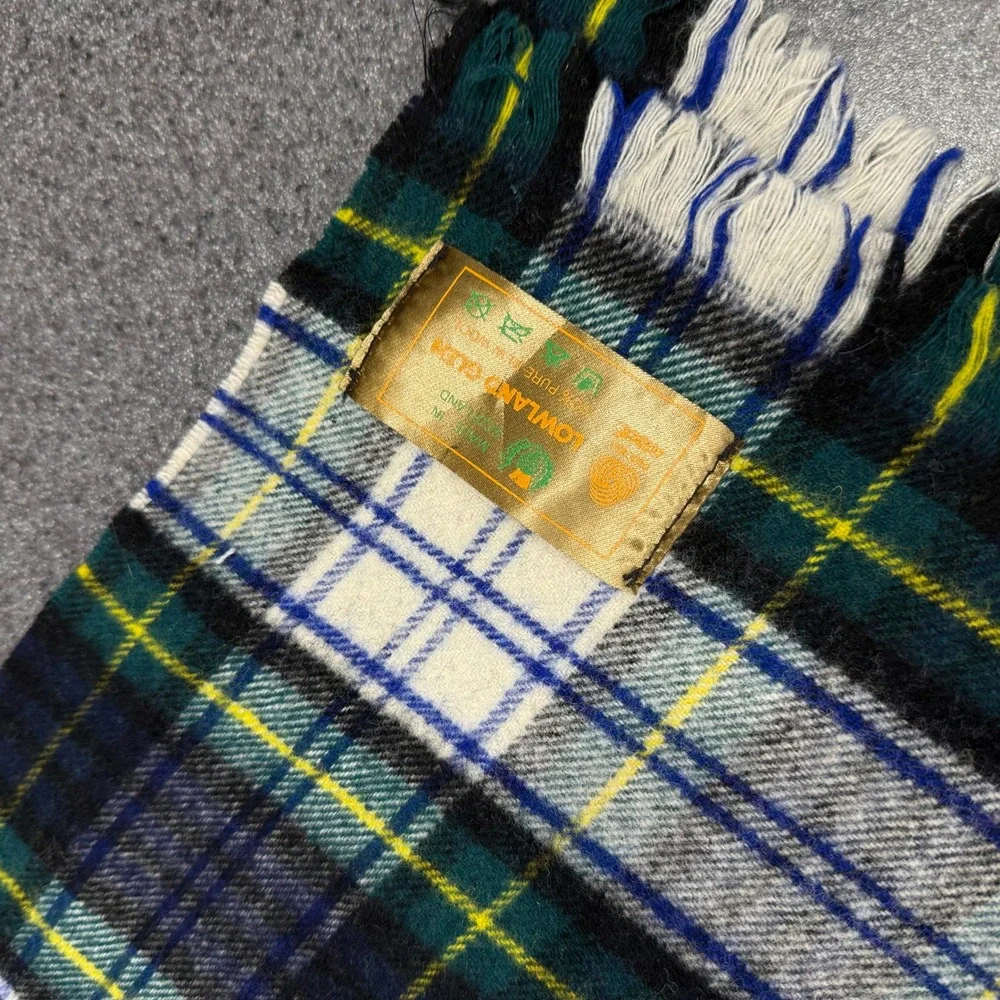 Lowland Glen Scarf Unisex OS Blue Green Plaid Good Wool Tartan Made in Scotland
